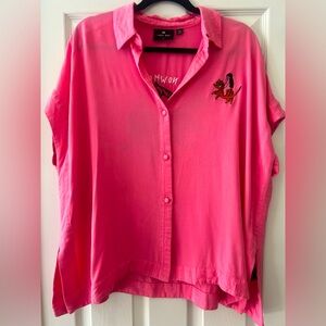 Lazy Oaf Pink Embroidered Top